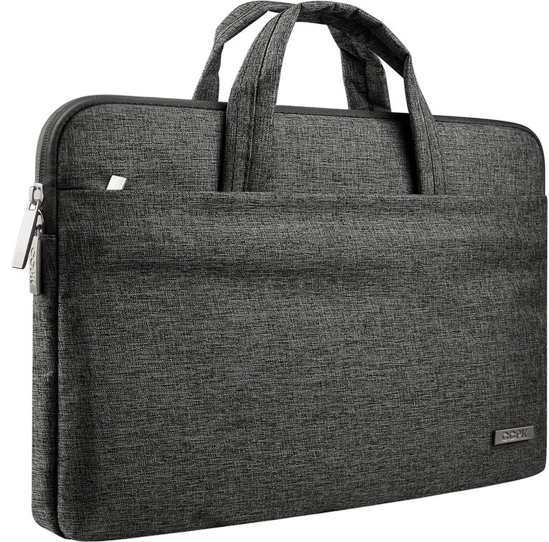 CCPK Laptop Bag for 13 Inch MacBook Air Pro M1 14 Inch Hp Laptop Case Cover Chromebook Pavilion x360 Stream 14" ASUS Acer Lenovo 14in Computer Sleeve with Handle Waterproof Canvas Briefcase Black Grey - Image 1